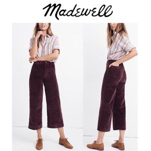 NWT MADEWELL Emmett Wide-Leg Crop Pants in Velvet